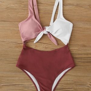 Color block tie up front cut out